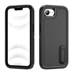 For iPhone 16e Rugged PC + Silicone Phone Case with Holder(Black)