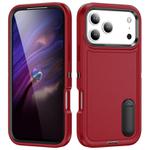For iPhone 17 Pro Max Rugged PC + Silicone Phone Case with Holder(Red+Black)