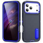 For iPhone 17 Pro Max Rugged PC + Silicone Phone Case with Holder(Dark Blue+Royal Blue)