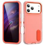 For iPhone 17 Pro Max Rugged PC + Silicone Phone Case with Holder(Transparent+Orange)