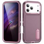For iPhone 17 Pro Max Rugged PC + Silicone Phone Case with Holder(Purple+Pink)