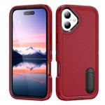 For iPhone 17 Rugged PC + Silicone Phone Case with Holder(Red+Black)