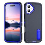 For iPhone 17 Rugged PC + Silicone Phone Case with Holder(Dark Blue+Royal Blue)