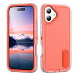For iPhone 17 Rugged PC + Silicone Phone Case with Holder(Transparent+Orange)