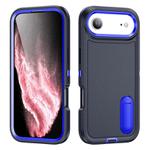For iPhone 17 Air Rugged PC + Silicone Phone Case with Holder(Dark Blue+Royal Blue)
