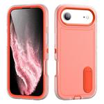 For iPhone 17 Air Rugged PC + Silicone Phone Case with Holder(Transparent+Orange)