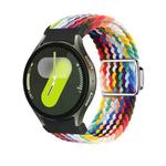 For Samsung Galaxy Watch 7 / 6 / 5 / 4 Nylon Loop Magnetic Buckle Watch Band(Official Rainbow)