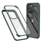 For iPhone 16 Pro Max Double-sided Plastic Glass Phone Protective Case(Dark Green)