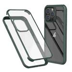 For iPhone 15 Pro Double-sided Plastic Glass Phone Protective Case(Dark Green)