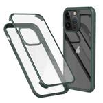 For iPhone 14 Pro Double-sided Plastic Glass Phone Protective Case(Dark Green)