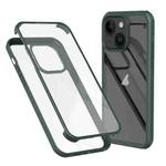 For iPhone 14 Plus Double-sided Plastic Glass Phone Protective Case(Dark Green)