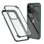 For iPhone 13 Pro Max Double-sided Plastic Glass Phone Protective Case(Dark Green)