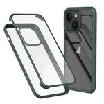 For iPhone 13 Double-sided Plastic Glass Phone Protective Case(Dark Green)