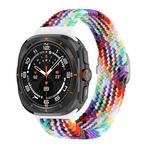 For Samsung Galaxy Watch Ultra 47mm Slide Buckle Nylon Braided Watch Band(Official Rainbow)