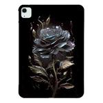 For iPad Air 11 2024 Color Painting Pattern Smart Tablet TPU Case(Black Rose)