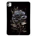 For iPad Pro 11 2024 Color Painting Pattern Smart Tablet TPU Case(Black Rose)