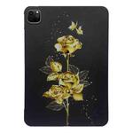 For iPad Pro 11 2022 / 2021 / 2020 Color Painting Pattern Smart Tablet TPU Case(Golden Rose)