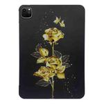 For iPad Pro 12.9 2022 / 2021 / 2020 Color Painting Pattern Smart Tablet TPU Case(Golden Rose)