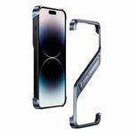 For iPhone 14 Pro S-shaped Stand Frameless Metal Phone Case(Grey)