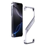 For iPhone 16 Pro Max S-shaped Stand Frameless Metal Phone Case(Silver)