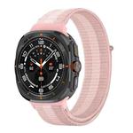 For Samsung Galaxy Watch Ultra 47mm Plastic Connector Nylon Loop Watch Band(Pink White Pink)