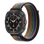 For Samsung Galaxy Watch Ultra 47mm Plastic Connector Nylon Loop Watch Band(Black Rainbow)