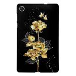 For Lenovo Tab M8 4th Gen Golden Rose Pattern Smart Tablet TPU Case(Black)