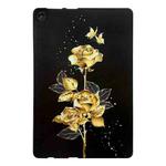 For Lenovo Tab M10 3rd Gen Golden Rose Pattern Smart Tablet TPU Case(Black)