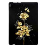 For Lenovo Tab M10 Golden Rose Pattern Smart Tablet TPU Case(Black)