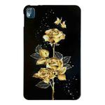 For Nokia T10 Golden Rose Pattern Smart Tablet TPU Case(Black)