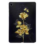 For Samsung Galaxy Tab A9+ Color Painting Pattern Smart Tablet TPU Case(Golden Rose)