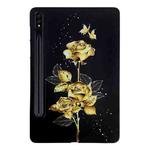 For Samsung Galaxy Tab S7 / S8 Color Painting Pattern Smart Tablet TPU Case(Golden Rose)