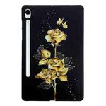 For Samsung Galaxy Tab S9 / S9 FE Color Painting Pattern Smart Tablet TPU Case(Golden Rose)