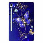 For Samsung Galaxy Tab S9 / S9 FE Color Painting Pattern Smart Tablet TPU Case(Blue Butterfly)
