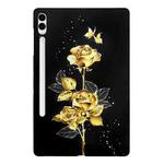 For Samsung Galaxy Tab S9+ / S9 FE+ Color Painting Pattern Smart Tablet TPU Case(Golden Rose)