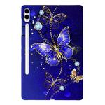 For Samsung Galaxy Tab S9+ / S9 FE+ Color Painting Pattern Smart Tablet TPU Case(Blue Butterfly)