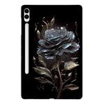 For Samsung Galaxy Tab S9+ / S9 FE+ Color Painting Pattern Smart Tablet TPU Case(Black Rose)