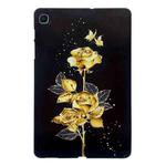 For Samsung Galaxy Tab S6 Lite 2024 / 2022 Golden Rose Pattern Smart Tablet TPU Case(Black)