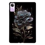 For Redmi Pad SE Color Painting Pattern Smart Tablet TPU Case(Black Rose)