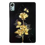 For Xiaomi Pad 5 Pro 12.4 Color Painting Pattern Smart Tablet TPU Case(Golden Rose)