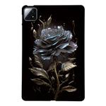 For Xiaomi Pad 6S Pro 12.4 Color Painting Pattern Smart Tablet TPU Case(Black Rose)