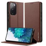 For Samsung Galaxy S20 FE LC.IMEEKE L1 Series Frosted Fine Texture PU Phone Case(Brown)