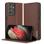 For Samsung Galaxy S21 Ultra 5G LC.IMEEKE L1 Series Frosted Fine Texture PU Phone Case(Brown)