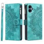 For Samsung Galaxy A06 5G Multi-Card Totem Zipper Leather Phone Case(Green)