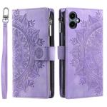 For Samsung Galaxy A06 5G Multi-Card Totem Zipper Leather Phone Case(Purple)