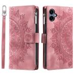 For Samsung Galaxy A06 5G Multi-Card Totem Zipper Leather Phone Case(Pink)