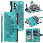 For Samsung Galaxy A17 5G Multi-Card Totem Zipper Leather Phone Case(Green)