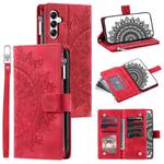 For Samsung Galaxy A17 5G Multi-Card Totem Zipper Leather Phone Case(Red)