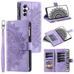 For Samsung Galaxy A17 5G Multi-Card Totem Zipper Leather Phone Case(Purple)