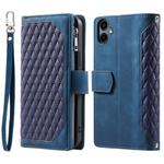 For Samsung Galaxy A06 5G / 4G Grid Texture Zipper Leather Phone Case with Lanyard(Blue)
